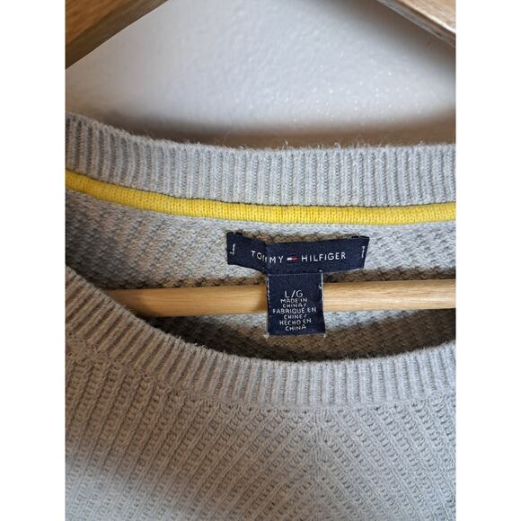 Tommy Hilfiger Gray & Yellow Color Block Sweater Women's Sz L - Picture 3 of 4